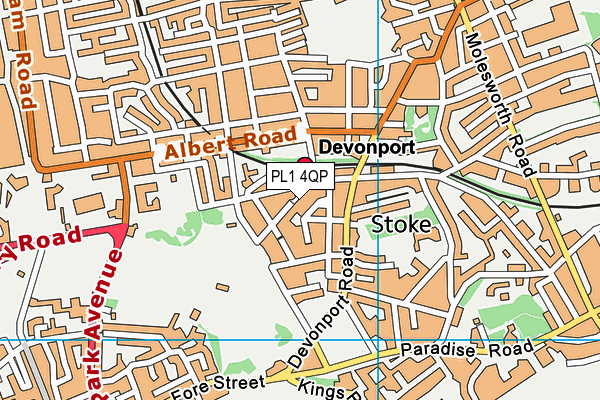 PL1 4QP map - OS VectorMap District (Ordnance Survey)