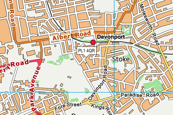 PL1 4QR map - OS VectorMap District (Ordnance Survey)