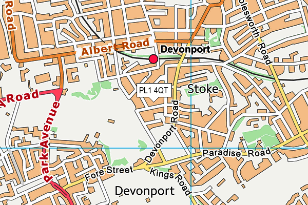 PL1 4QT map - OS VectorMap District (Ordnance Survey)