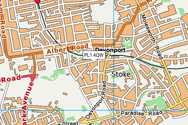 PL1 4QW map - OS VectorMap District (Ordnance Survey)