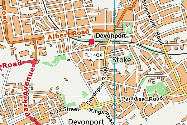 PL1 4QX map - OS VectorMap District (Ordnance Survey)