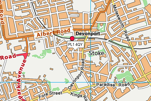 PL1 4QY map - OS VectorMap District (Ordnance Survey)