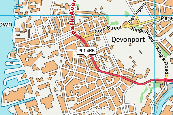 PL1 4RB map - OS VectorMap District (Ordnance Survey)