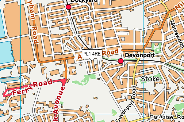 PL1 4RE map - OS VectorMap District (Ordnance Survey)