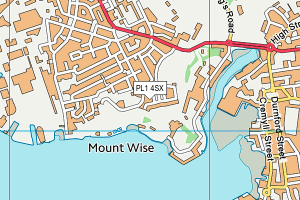 PL1 4SX map - OS VectorMap District (Ordnance Survey)