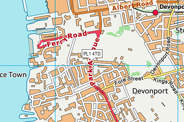 PL1 4TD map - OS VectorMap District (Ordnance Survey)