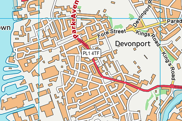 PL1 4TF map - OS VectorMap District (Ordnance Survey)