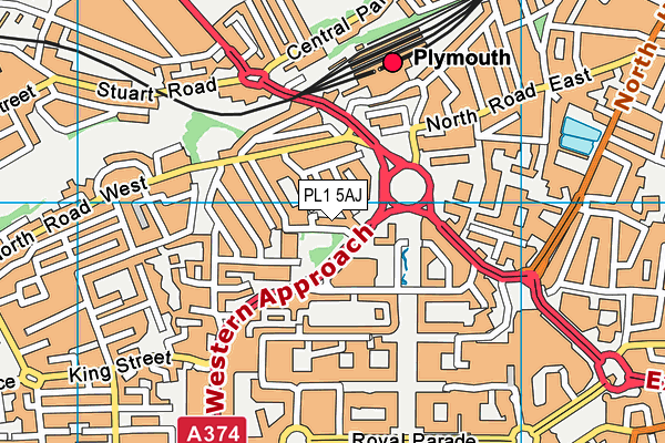 PL1 5AJ map - OS VectorMap District (Ordnance Survey)