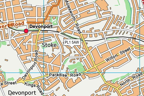 PL1 5AW map - OS VectorMap District (Ordnance Survey)