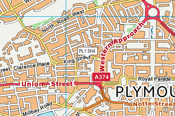 PL1 5HX map - OS VectorMap District (Ordnance Survey)