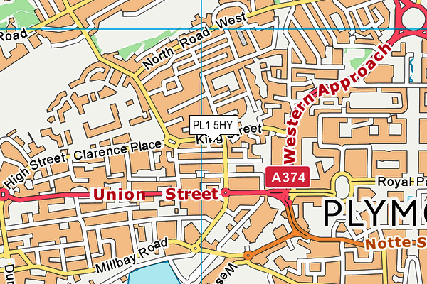 PL1 5HY map - OS VectorMap District (Ordnance Survey)