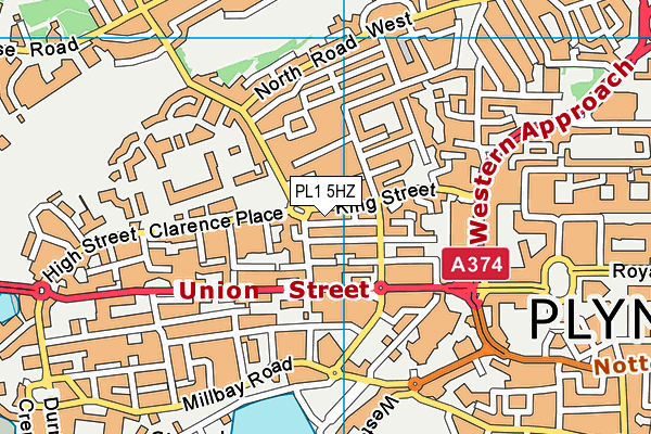 PL1 5HZ map - OS VectorMap District (Ordnance Survey)