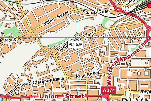 PL1 5JP map - OS VectorMap District (Ordnance Survey)