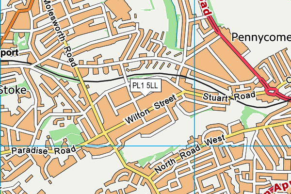 Stuart Road Primary School map (PL1 5LL) - OS VectorMap District (Ordnance Survey)