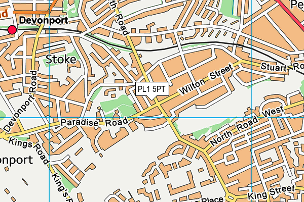PL1 5PT map - OS VectorMap District (Ordnance Survey)