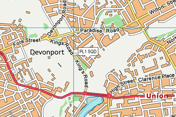 PL1 5QD map - OS VectorMap District (Ordnance Survey)