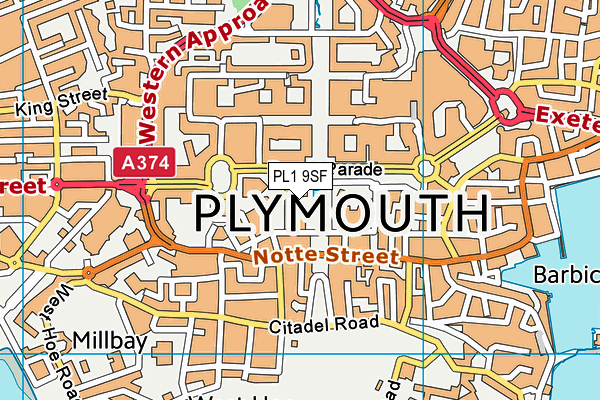 PL1 9SF map - OS VectorMap District (Ordnance Survey)