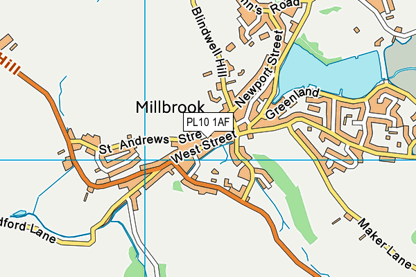 PL10 1AF map - OS VectorMap District (Ordnance Survey)