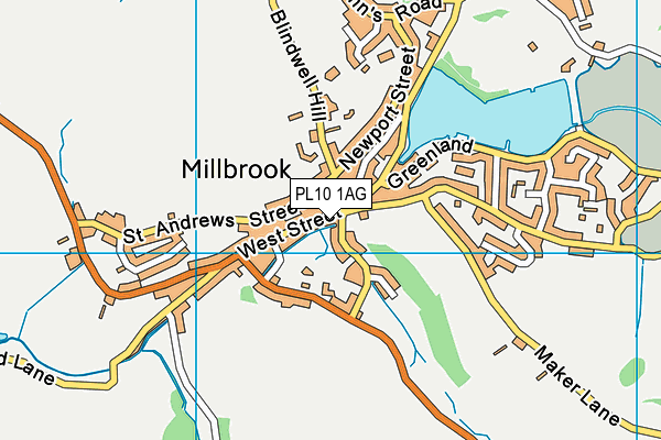 PL10 1AG map - OS VectorMap District (Ordnance Survey)