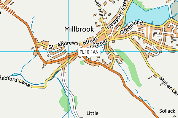 PL10 1AN map - OS VectorMap District (Ordnance Survey)