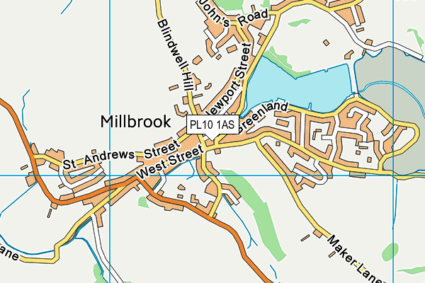 PL10 1AS map - OS VectorMap District (Ordnance Survey)