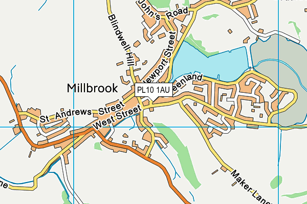 PL10 1AU map - OS VectorMap District (Ordnance Survey)