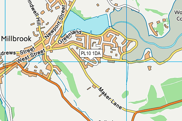 PL10 1DA map - OS VectorMap District (Ordnance Survey)