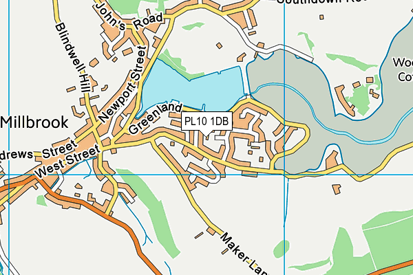 PL10 1DB map - OS VectorMap District (Ordnance Survey)