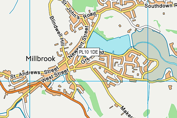 PL10 1DE map - OS VectorMap District (Ordnance Survey)