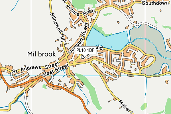 PL10 1DF map - OS VectorMap District (Ordnance Survey)