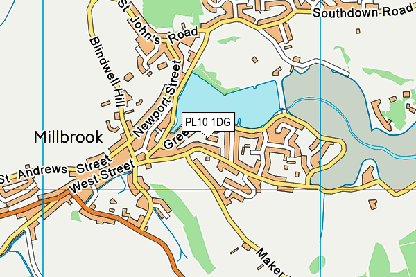 PL10 1DG map - OS VectorMap District (Ordnance Survey)