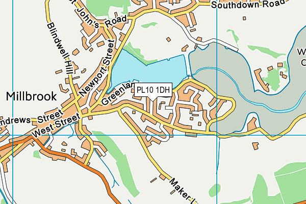 PL10 1DH map - OS VectorMap District (Ordnance Survey)