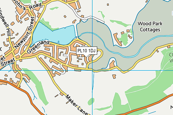 PL10 1DJ map - OS VectorMap District (Ordnance Survey)
