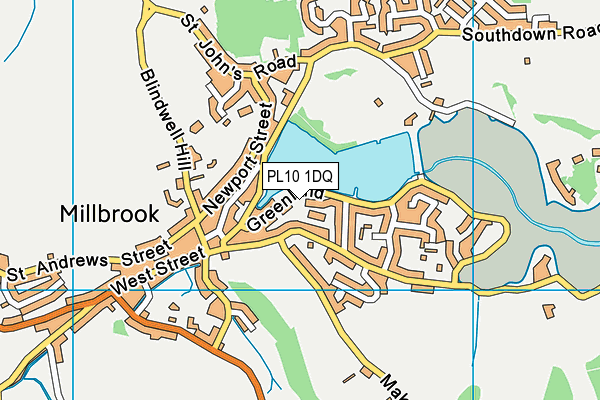 PL10 1DQ map - OS VectorMap District (Ordnance Survey)