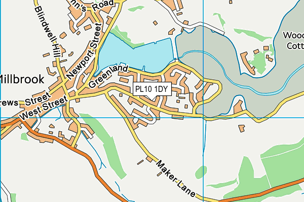 PL10 1DY map - OS VectorMap District (Ordnance Survey)