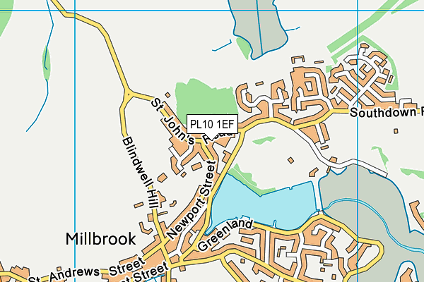 PL10 1EF map - OS VectorMap District (Ordnance Survey)