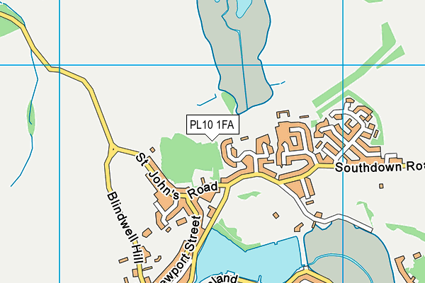 PL10 1FA map - OS VectorMap District (Ordnance Survey)