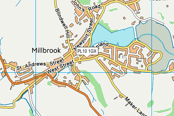 PL10 1GX map - OS VectorMap District (Ordnance Survey)