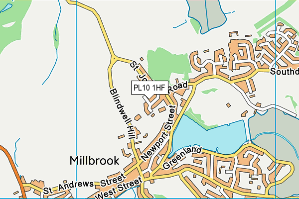 PL10 1HF map - OS VectorMap District (Ordnance Survey)