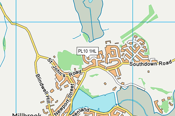PL10 1HL map - OS VectorMap District (Ordnance Survey)