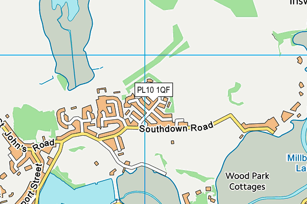 PL10 1QF map - OS VectorMap District (Ordnance Survey)