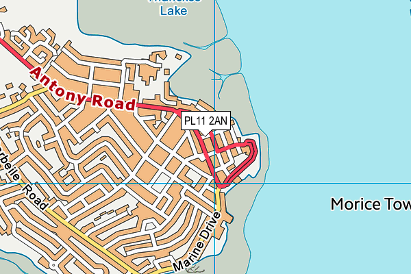 PL11 2AN map - OS VectorMap District (Ordnance Survey)