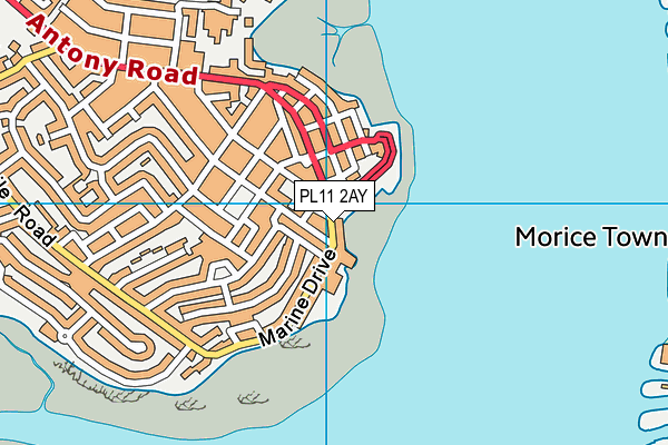 PL11 2AY map - OS VectorMap District (Ordnance Survey)
