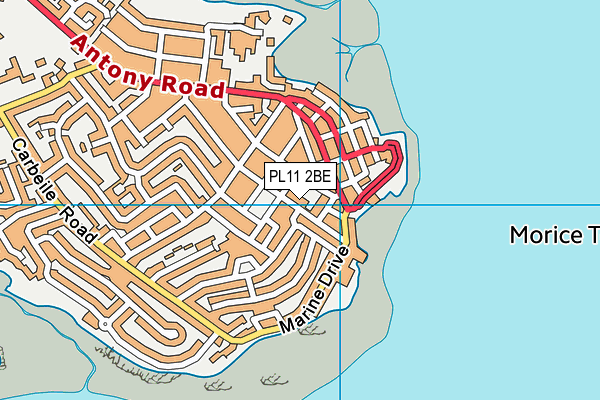 PL11 2BE map - OS VectorMap District (Ordnance Survey)