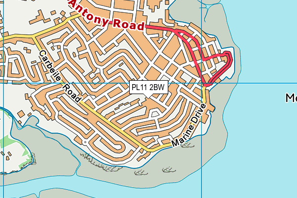 PL11 2BW map - OS VectorMap District (Ordnance Survey)