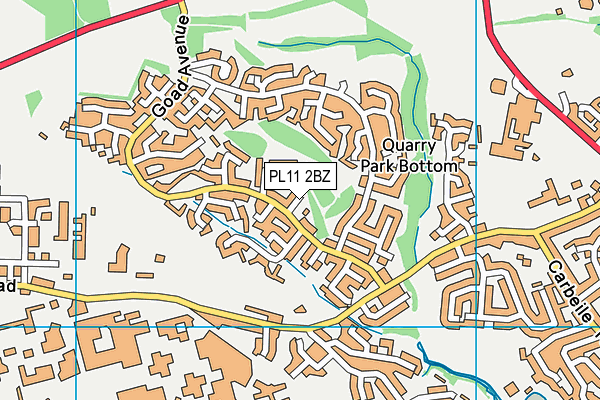 PL11 2BZ map - OS VectorMap District (Ordnance Survey)