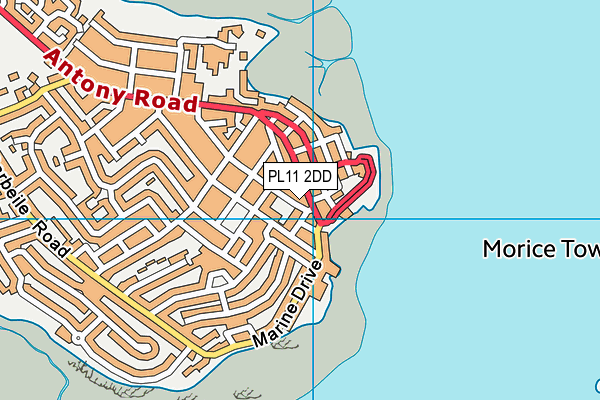 PL11 2DD map - OS VectorMap District (Ordnance Survey)