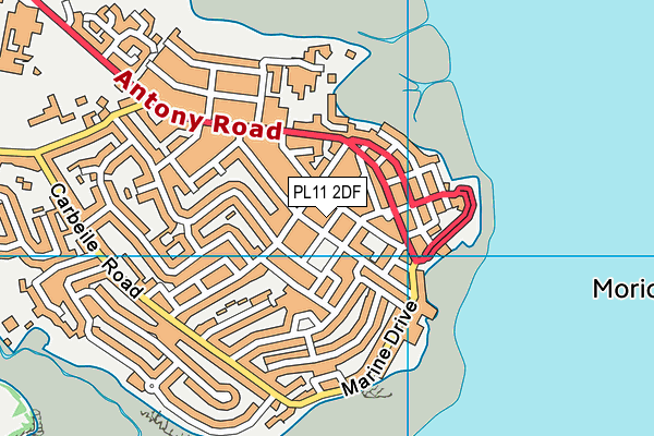 PL11 2DF map - OS VectorMap District (Ordnance Survey)