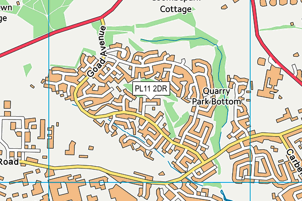 PL11 2DR map - OS VectorMap District (Ordnance Survey)