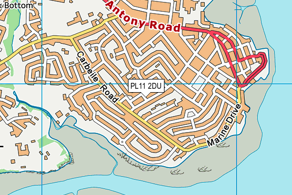 PL11 2DU map - OS VectorMap District (Ordnance Survey)